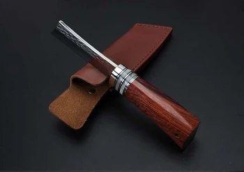 LCM66 hechos a Mano forjado cuchillo de caza Samurai al aire libre cuchillo 59-60HRC fijo cuchillo de mango de ébano con Cuero de la vaina