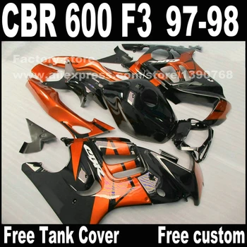 Piezas de la Motocicleta para HONDA CBR 600 F3 carenados 1997 1998 CBR600 F3 97 98 marrón negro carenado kit + tapa de Tanque de S1