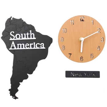 Reloj de pared DIY 3D Mapa del Mundo Grande de Madera MDF Digital Reloj de Pared de Madera del Reloj de Estilo Europeo Moderno Ronda de Silencio Relogio De Parede