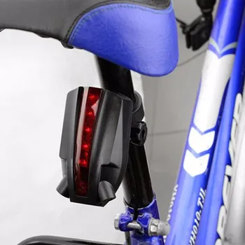 2 Láser+5 LED en la parte Trasera de la Bici de la Bicicleta de la Cola de un Rayo de Luz de Advertencia de Seguridad Lámpara Roja Велосипедный свет