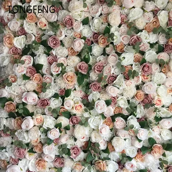 8pcs/lote Artificiales de seda rosa 3D flor del panel de la pared de la boda telón de fondo de la flor de la decoración corredor de la boda decoración de la etapa TONGFENG