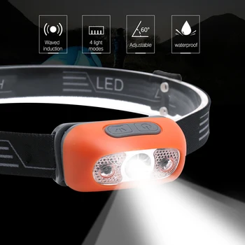 USB Recargable LED de los Faros con Sensor de Movimiento de la Inducción de la Linterna del Faro para la Ejecución de la Pesca Camping Senderismo Bicicleta de Emergencia
