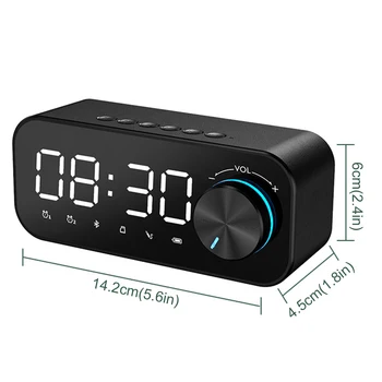 Multifunción Espejo Reloj de Alarma Altavoz Bluetooth Con la Radio del Espejo del LED Subwoofer Inalámbrico Reproductor de Música Reloj de Mesa
