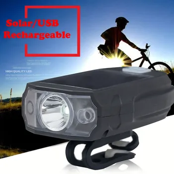 Impermeable Bici Bicicleta Solar LED Luz Delantera Recargable USB Lámpara de la Rueda de la Lámpara Accesorios caliente