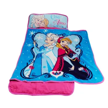 Disney Azul Congelado Elsa Anna Portátil Laminado Siesta Mat con una manta y una Almohada para Niño de las Niñas de Bebé Manta de Viaje