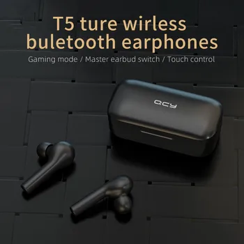 T5 TWS de huellas Dactilares Touch Auriculares Inalámbricos Bluetooth V5.0 3D Estéreo de Doble Micrófono con Cancelación de Ruido Auriculares