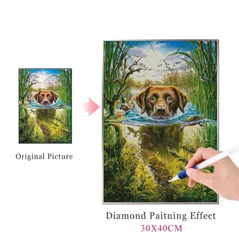 AZQSD Diamante Pintura Perro Pescado Imagen de diamantes de Imitación de Diamante Bordado Animal doméstico de Diamante Mosaico de Regalo de la Decoración Completa de la Plaza