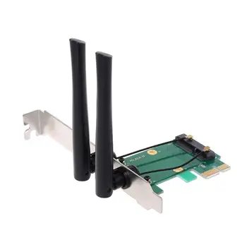 Tarjeta de Red inalámbrica WiFi Mini PCI-E Express PCI-E Adaptador de 2 antenas Externas PC