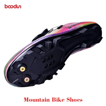 Boodun Zapatos de Ciclismo de Carretera, Bicicleta de Montaña MTB Zapatos con Bloqueo de Listones de colores de Microfibra Transpirable Suela de Nylon de Bicicletas Zapatos