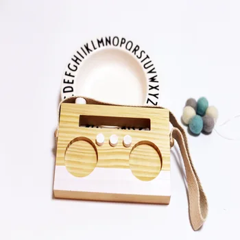 Juguetes de madera del Bebé de la Moda Grabadora Colgante Montessori, Juguetes de Madera Para Niños de Madera DIY Regalos de Enfermería de Regalo de Bebé Bloque de decoración