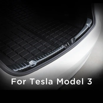 Lsrtw2017 para el Tesla Model 3 Coches Maletero Trasero de la Cubierta del Umbral de Umbral de la Guardia de la Junta de Protector de Accesorios de Auto 2018 2019 2020 2021