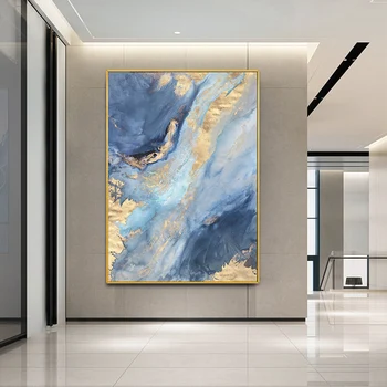 Moderno Abstracto Azul de Mármol Afiches Impresiones de la Lona del Estilo de la Pintura de la Pared de Imágenes prediseñadas para la Sala de estar Interior la Decoración del Hogar