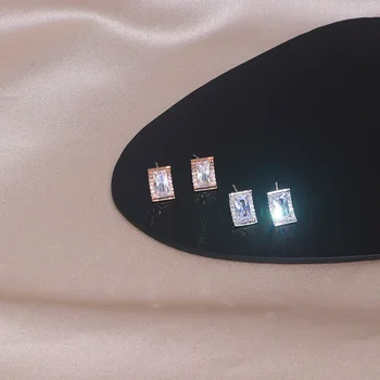 Coreano de la Moda Nueva Geométrico de la Plaza de Circón Aretes de Piedra de Cristal de Lujo Aretes para Mujer de Novia de la Boda Accesorios de Regalo