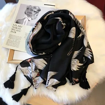 2020 el otoño y el invierno Nuevo estilo de las Mujeres de lujo de gran tamaño de impresión de seda de la bufanda de moda material de algodón bufanda señora de Playa, protector solar Chal