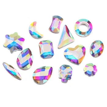 1 juego 3D Sinfonía de Uñas de diamantes de Imitación de Piedras Mezcladas Colorido Diseño de BRICOLAJE Calcomanías con la Uña Curva Pinza de Cristales de Decoración de Uñas de Arte