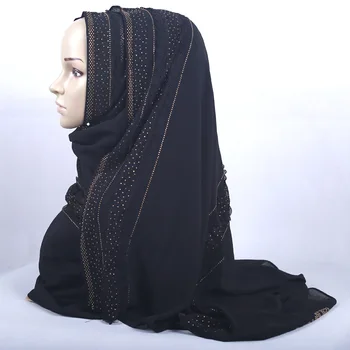 KASHKHA de Encaje de Gasa de Costura Bufanda Larga Musulmana con Hiyab Envoltura Modesto el Islam a las Mujeres de Sombreros Oriente Medio Diamante de Dubai, Turquía Popular