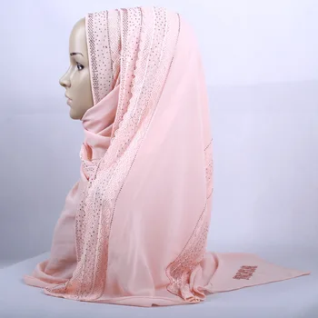 KASHKHA de Encaje de Gasa de Costura Bufanda Larga Musulmana con Hiyab Envoltura Modesto el Islam a las Mujeres de Sombreros Oriente Medio Diamante de Dubai, Turquía Popular