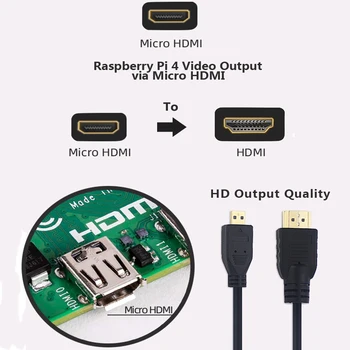 Para Raspberry Pi 4 Micro HDMI a HDMI Cable Glod Chapado en 3D Adaptador de Cable para HDTV Tabla de Teléfono de Frambuesa Pi4 RPI000