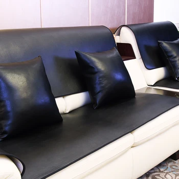 Negro lavable sofá de Cuero cojín de Cuatro temporadas antideslizante impermeable de estilo Europeo sofá cubierta de sofá Universal toalla Personalizada