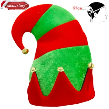 1pcs de Navidad Rojo y Verde Decoraciones de la Fiesta de Elfos de Santa Sombrero de la Chimenea de Decoración de la Comedia de Ladrillo Pies Pegados de Navidad Decorativo props Sombreros de Regalo