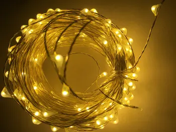 200LEDs 20M de Cable de Plata Estrellado regulable vid luna Cadena de Luces de la Boda de la fiesta de Navidad de la Lámpara del Jardín Guirnalda decoración+Adaptador de CC