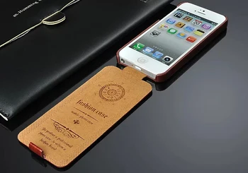 Pule Vertical Flip piel de Oveja de Cuero Genuino Caso de la Cubierta para el iPhone de Apple 5 5S SE 6 6S de Alta Calidad, la Simplicidad de la Marca Original
