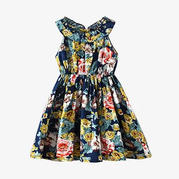Caliente de la venta de 2020 a los Niños de las niñas de nuevo vestido de verano de los niños de la moda sin mangas elásticas de la impresión floral de algodón vestido para niñas de 4 a 9 años !