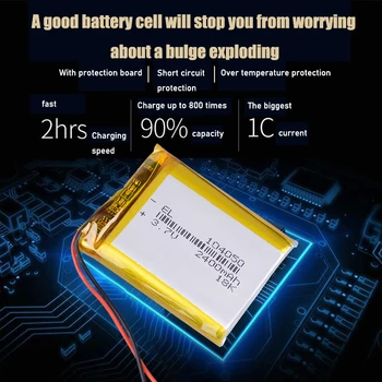 Batería recargable de 3.7 V 2400mAh batería de Li-Po Batería 104050 de Polímero de Litio de la Batería de Li-Po, li-ion células Lipo Para GPS, MP3, MP4, Grabadora de Conducción