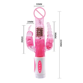 G-Spot Estimulador de Clítoris Plug Anal de Rotación Consolador Vibrador Juguetes Sexuales para la Mujer de Triple Placer De 12 Velocidad del Vibrador del Conejo
