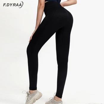 F. DYRAA Mujeres Gimnasio Leggings Pantalones de Yoga de Alta elasticidad de la Aptitud Slim Mallas para Correr Deportiva de los Deportes de los Pantalones de los Pantalones de Cadera Eleva Perfecta