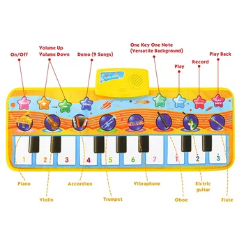 Multifunción Musical de Teclado de Piano Bebé Play Mat Alfombra Y 8 Tipos de Música Instrumnets Juguetes Educativos para Niños Regalos