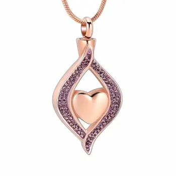 IJD9240 de Cristal en forma de Lágrima Mantenga Corazón de Acero Inoxidable Urna de Cremación Colgante, Collar Para las Mujeres - Grabables