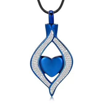 IJD9240 de Cristal en forma de Lágrima Mantenga Corazón de Acero Inoxidable Urna de Cremación Colgante, Collar Para las Mujeres - Grabables