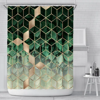 200x180cm geométricos 3D de mármol impresión de baño cortina de ducha de poliéster impermeable de la casa de la decoración de la cortina de baño con gancho