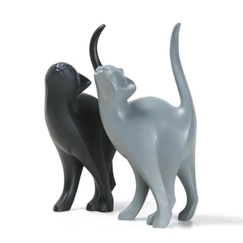 [MGT] Nórdicos gato de dibujos animados de la decoración mueble de TELEVISIÓN de la decoración de la pareja de la decoración creativa de la resina de regalo de artesanía de la joyería