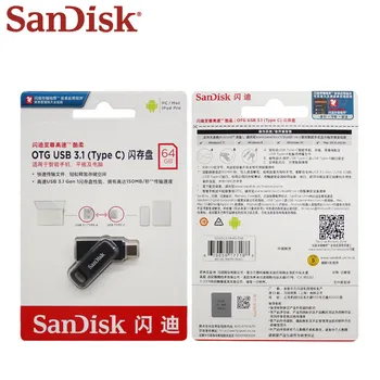 Sandisk Original USB Pendrive de 128 gb Unidad Flash USB 3.1 Type-C 64 GB Dual OTG 3.1 Unidad Flash USB de 32 gb Impulsión de la Pluma de memoria USB de Tipo C