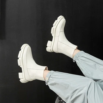 MORAZORA 2020 de la Nueva llegada de las mujeres botas de med tacones de punta redonda zapatos mujer otoño invierno negro color blanco botas de tobillo