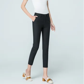 Nueva Tobillo-Longitud del lápiz Pantalones de las mujeres casual color caramelo más el tamaño de S-4XL oficina Estirar pantalones de Mediados de cintura básico de la ropa de Trabajo de Pantalones