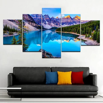 Moraine Lake Panel 5/pieza HD de Impresión paisaje moderno de la Pared carteles de Lona de Arte de pintura Para el hogar sala de estar decoración