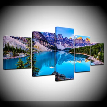 Moraine Lake Panel 5/pieza HD de Impresión paisaje moderno de la Pared carteles de Lona de Arte de pintura Para el hogar sala de estar decoración