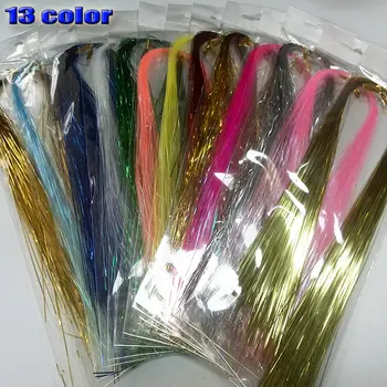 2019new 13kinds mezcla de flash de colores de la línea de Pesca con Mosca Mosca Atar material 13bags/lote 44 cm de longitud