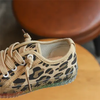 2020 Primavera Otoño Niño Zapatos de Lona de las Niñas y Niños de Leopardo arco iris Suave de la parte Inferior de la Zapatilla de deporte de Niño a los Niños Galletas de Deportes de Zapatos antideslizantes