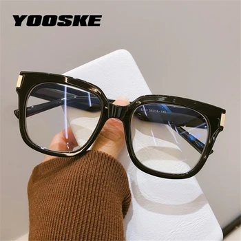 YOOSKE Equipo Anti Azul Rayos Gafas de Marco de los Hombres de Negro de la Miopía de los Marcos de la Plaza de Anteojos para las Mujeres de la Vendimia Falso lentes Ópticos