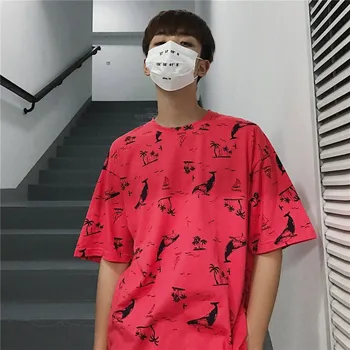 Corea Harajuku Hombres camisetas de Verano de Impresión de Manga Corta Camisas de Hombre Casual Ropa Masculina Camisetas de Moda 2019 Tops Camiseta Niños