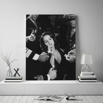 En Blanco y negro Pintura en tela, Lana Del Rey Arte Carteles y Grabados, Cuadros de Arte de Pared de Imagen para la Sala de estar Decoración del Hogar sin enmarcar