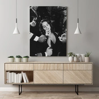 En Blanco y negro Pintura en tela, Lana Del Rey Arte Carteles y Grabados, Cuadros de Arte de Pared de Imagen para la Sala de estar Decoración del Hogar sin enmarcar