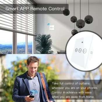 WiFi RF433 Smart Touch Cortina de Persianas Interruptor del Motor Tuya la Vida Inteligente de la Aplicación de Control Remoto Funciona con Alexa principal de Google