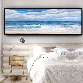 Natural de Cielo Mar Océano, Playa, Paisaje, Panorama Abstracto Pintura en tela, Carteles y Grabados de la Pared del Arte de la Imagen para la Sala de estar