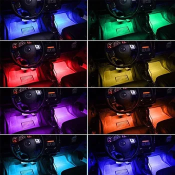 12X4 9X4 del Coche LED de Pie de Luz Ambiente de la Lámpara Con USB Remoto de Control de Música de Múltiples Modos el Interior de los automóviles de las Luces Decorativas