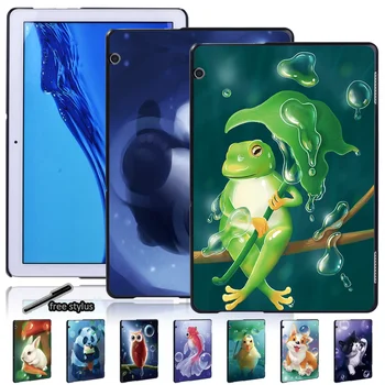 Animal lindo Slim Duro caja de la Tableta Huawei MediaPad T5 10 de 10,1 Pulgadas/MediaPad T3 8.0/T3 10 9.6 Pulgadas de Plástico Cubierta de la caja + Lápiz